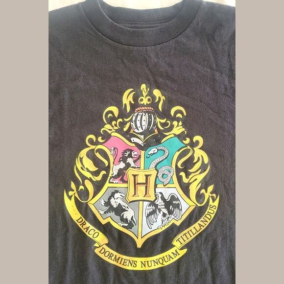 Harry Potter Hogwarts Crest Youth T-Shirt - Size Medium Unisex - Black - Picture 3 of 9